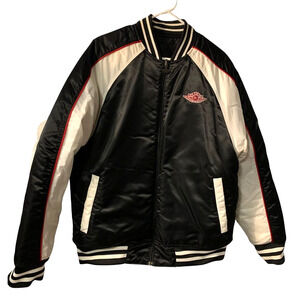 Nike Air Jordan Men's Reversible Varsity Jacket Size S Black Satin Logo Nylon 09